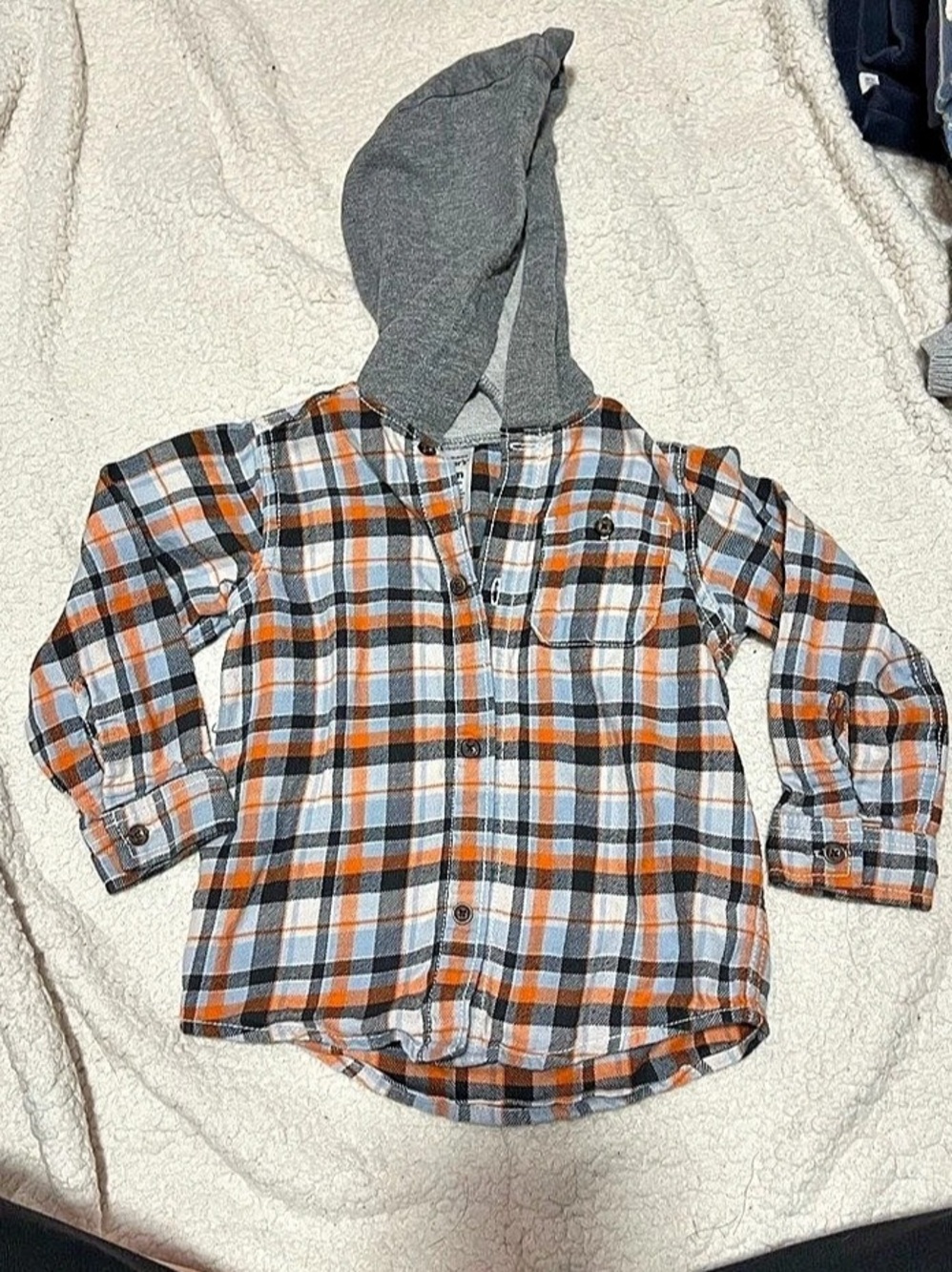 carter's Toddler Boy Plaid Cotton Long-Sleeve Hooded Button-Down Shirt Plaid siz